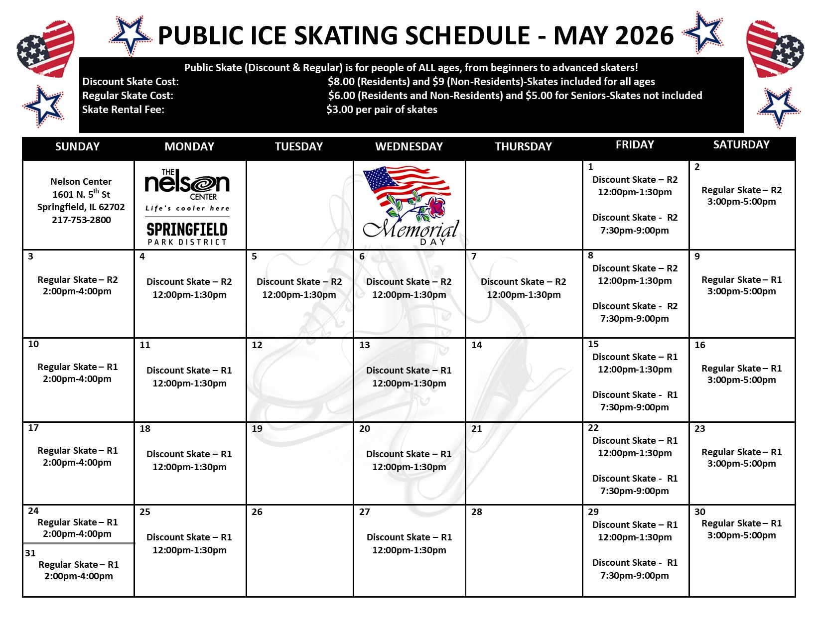 May Public Ice Skate Schedule